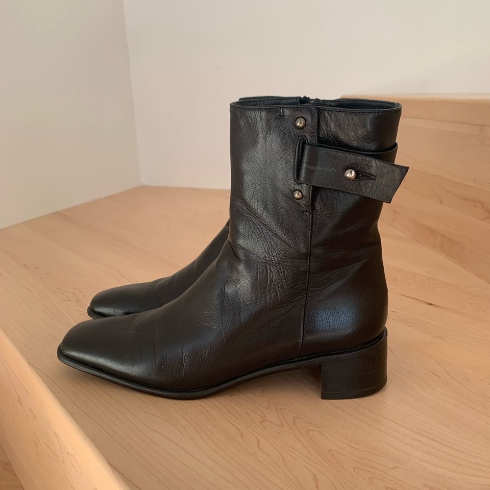 STUART WEITZMAN | 4.5 | Black Studded Ankle Leather Boots